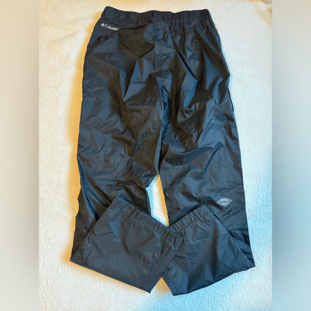 Columbia Black Omni Tech Waterproof Nylon Pants Pull On Mesh Lined Men’s Sz S